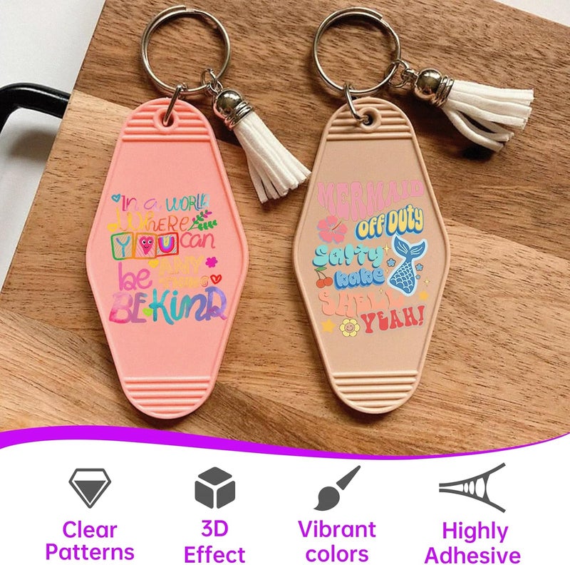 CHNVICK 48PCS UV DTF Keychain Transfer, Positive Quotes UV DTF wrap with Bright Colors and Beautiful Design for Keychain, Laptop, Greeting Card Decoration - Image 4